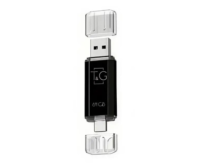 Флешка USB 64Gb T&G Star (USB-A/Type-C) 009, черная