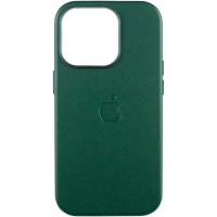 Чехол кожаный Leather Case MagSafe and Animation iPhone 16 Pro, зеленый
