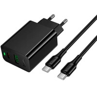 Сетевое зарядное устройство Hoco CS95A Leader PD30W (USB-A/USB-C) + кабель Type-C to Type-C, черный