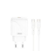 Сетевое зарядное устройство XO L141 (EU) 20W Single USB-C Fast Charger + cable Type-C (NB-Q231A) White