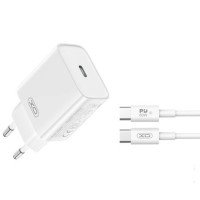 Мережеве зарядний пристрій XO CE15 (EU) PD20W USB-C Fast Charging Charger with Type-C cable, white