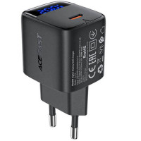 Сетевое зарядное устройство Acefast A113 PD20W GaN (USB-C) with digital display, черное