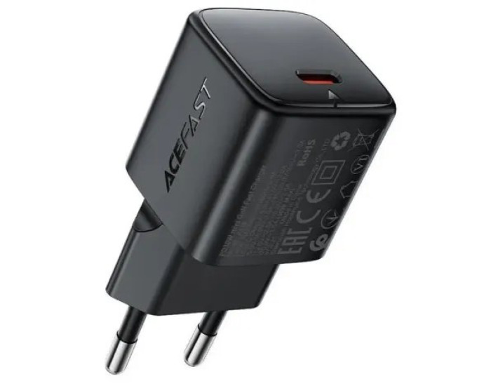 Мережеве зарядний пристрій Acefast A118 PD30W mini GaN (USB-C) чорне