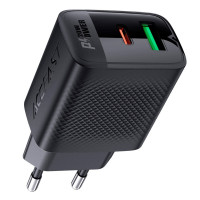 Мережеве зарядний пристрій Acefast A78 PD20W GaN (USB-A+USB-C) чорне