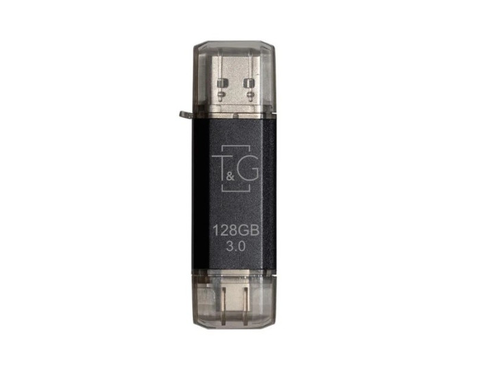 Флешка USB 3.0 128Gb T&G Star (USB-A/Type-C) 009, черная