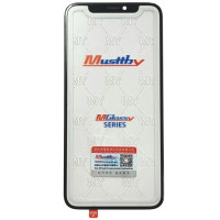 Стекло фронтальное c OCA-пленкой iPhone 12/ 12 Pro, черное с олеофобным покрытием, сетка динамика, оригинал Musttby