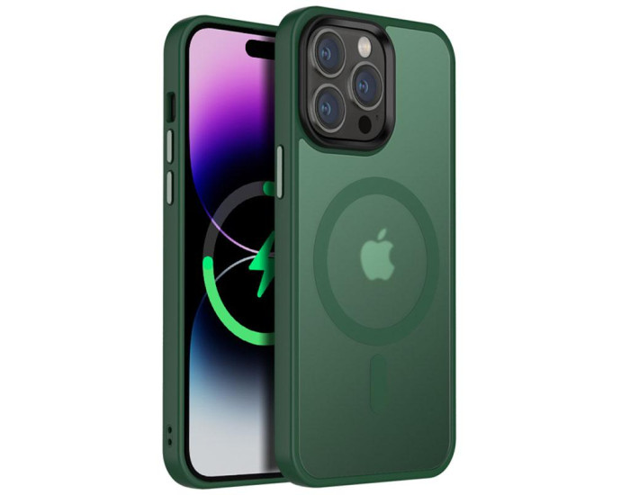 Чехол-силикон Ummi Colorful with MagSafe iPhone 13 Pro, темно-зеленый