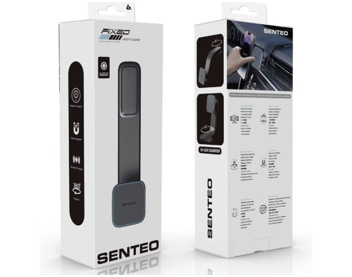 Автотримач з безпровідний зарядкою SENTEO SH-05 Fixed Series magnetic wireless charging car holder on a flat surface на плоску поверхня- чорний