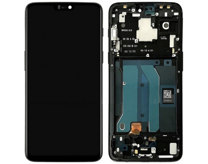 Дисплей с сенсорным экраном (модуль) OnePlus 6 A6003, черный с рамкой оригинал
