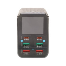 Зарядная станция Relife Q4 72W с индикацией параметров зарядки (2 USB 5V 2.4А /2 USB QC 3A /1 Type-C 45W /1 Type-C 65W)