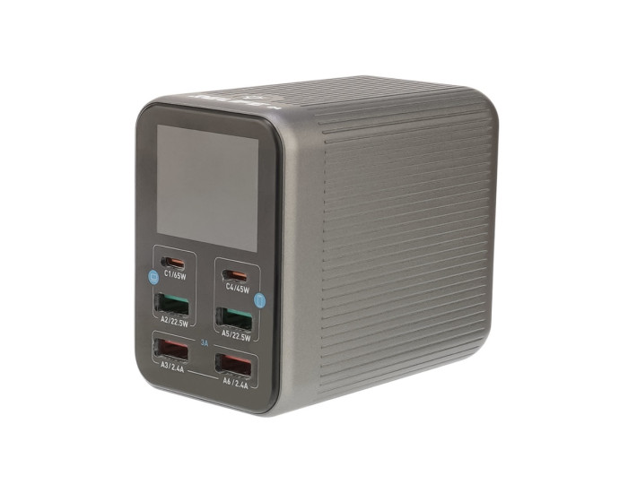 Зарядная станция Relife Q4 72W с индикацией параметров зарядки (2 USB 5V 2.4А /2 USB QC 3A /1 Type-C 45W /1 Type-C 65W)