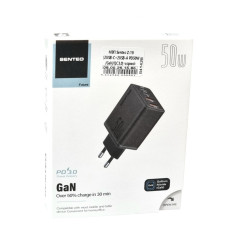 Мережеве зарядний пристрій SENTEO Z-19 (2USB-C+2USB-A PD50W/GaN/QC3.0) чорний