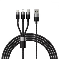 Кабель USB Baseus StarSpeed One-for-three Fast Charging USB (Micro USB+Lightning+Type-C) 3.5A (1.2m) Черный