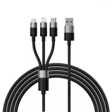 Кабель USB Baseus StarSpeed One-for-three Fast Charging USB (Micro USB+Lightning+Type-C) 3.5A (1.2m) Черный