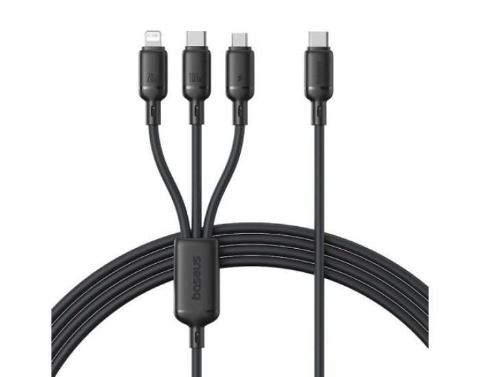 Кабель USB Baseus Silky Series 3in1 USB-C to M+L+C (100W/1.5m) (P10377706123-00) Black