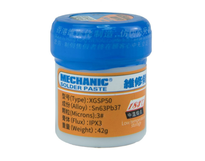 Паяльная паста BGA Mechanic XGSP50, Sn63 /Pb37, 183°C, 42g