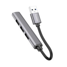 Переходник USB HUB Hoco HB26 4 in 1 adapter (USB to USB3.0+USB2.0*3) Metal Grey