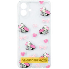 Чехол-силикон TPU Clear Joy Samsung A37 5G, Strawberry cats