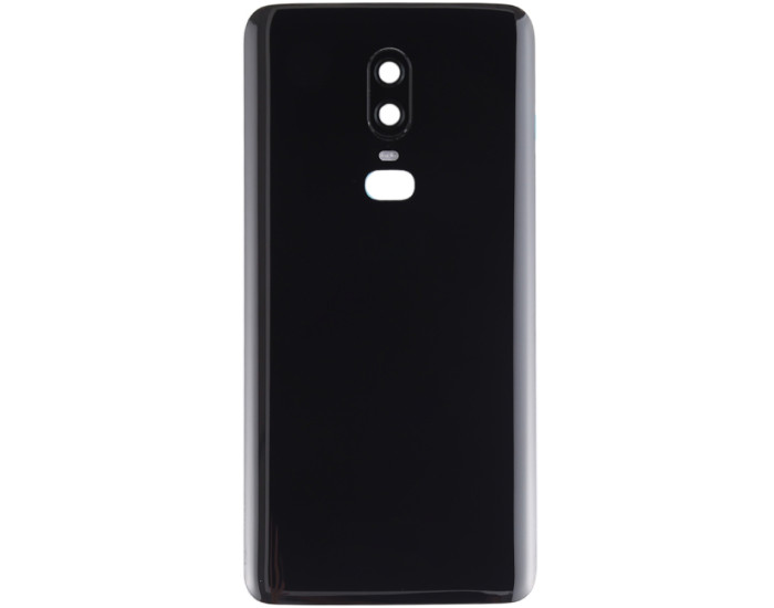 Задняя крышка для OnePlus 6, черная со стеклом камеры