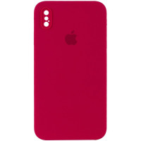 Чехол-силикон оригинал Square Cover Soft Matte Full Camera iPhone XS Max (Красный / Rose Red)