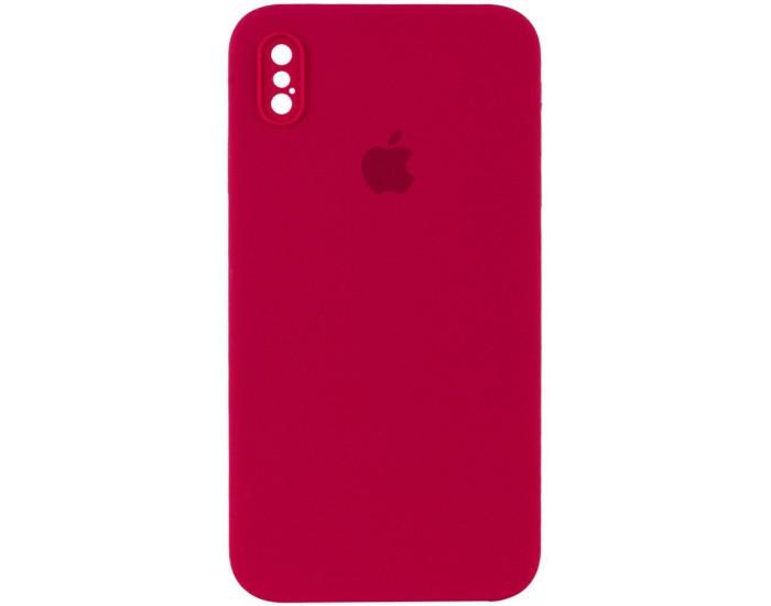 Чехол-силикон оригинал Square Cover Soft Matte Full Camera iPhone XS Max (Красный / Rose Red)