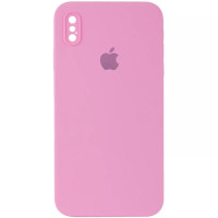 Чохол-силікон оригінал Square Cover Soft Matte Full Camera iPhone XS Max (Рожевий / Light pink)