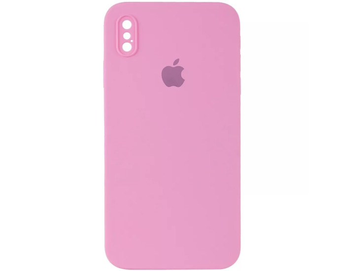 Чехол-силикон оригинал Square Cover Soft Matte Full Camera iPhone XS Max (Розовый / Light pink)