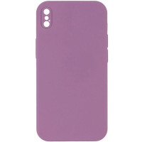 Чохол-силікон оригінал Square Cover Soft Matte Full Camera iPhone XS Max (Ліловий / Lilac Pride)