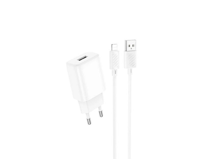 Мережеве зарядний пристрій Hoco C134A Solid з кабелем Micro (2,4A/12W) Білий