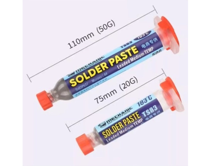 Паяльная паста BGA Mechanic TS83, Sn 63%, Pb 37%, 183 °C, 50 г