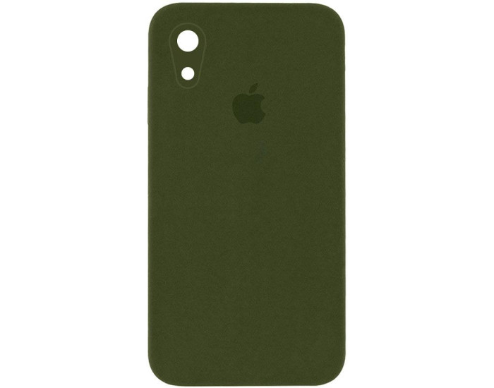 Чехол-силикон оригинал Square Cover Soft Matte Full Camera iPhone XR, Dark olive