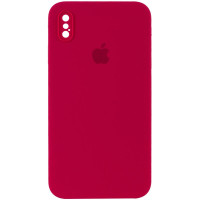 Чохол-силікон оригінал Square Cover Soft Matte Full Camera iPhone X/XS, Rose red