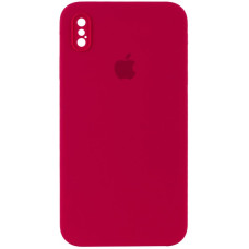Чехол-силикон оригинал Square Cover Soft Matte Full Camera iPhone X/XS, Rose red