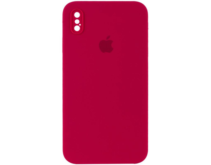 Чехол-силикон оригинал Square Cover Soft Matte Full Camera iPhone X/XS, Rose red