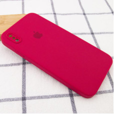 Чехол-силикон оригинал Square Cover Soft Matte Full Camera iPhone X/XS, Rose red