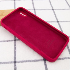 Чехол-силикон оригинал Square Cover Soft Matte Full Camera iPhone X/XS, Rose red