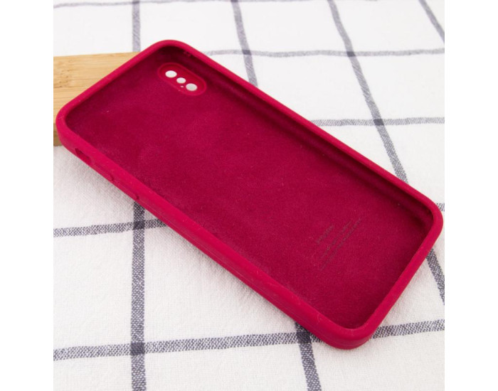 Чехол-силикон оригинал Square Cover Soft Matte Full Camera iPhone X/XS, Rose red