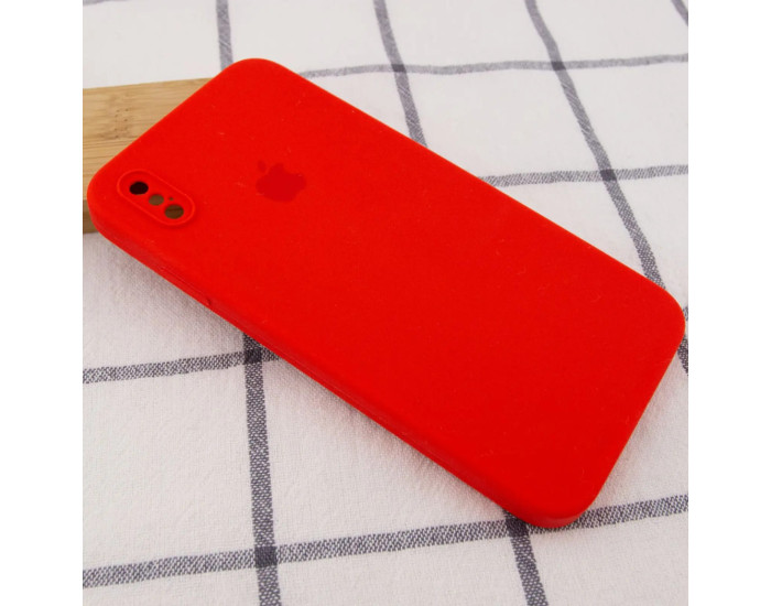 Чехол-силикон оригинал Square Cover Soft Matte Full Camera iPhone X/XS (Красный / Red)