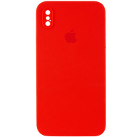 Чехол-силикон оригинал Square Cover Soft Matte Full Camera iPhone X/XS (Красный / Red)