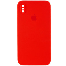 Чехол-силикон оригинал Square Cover Soft Matte Full Camera iPhone X/XS (Красный / Red)