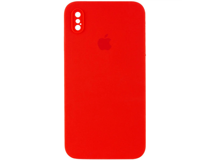 Чехол-силикон оригинал Square Cover Soft Matte Full Camera iPhone X/XS (Красный / Red)
