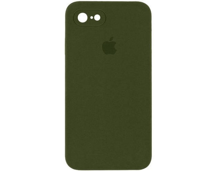 Чехол-силикон оригинал Square Cover Soft Matte Full Camera iPhone 7 /8 /SE 2020, Dark olive