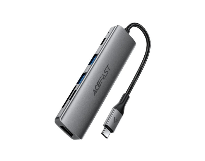 Переходник USB HUB Acefast J18 USB-C 6-in-1, серый металлик