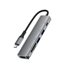 Переходник USB HUB Acefast J18 USB-C 6-in-1, серый металлик