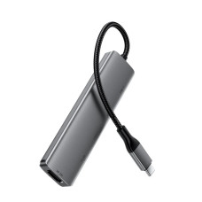 Переходник USB HUB Acefast J18 USB-C 6-in-1, серый металлик