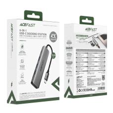 Переходник USB HUB Acefast J18 USB-C 6-in-1, серый металлик