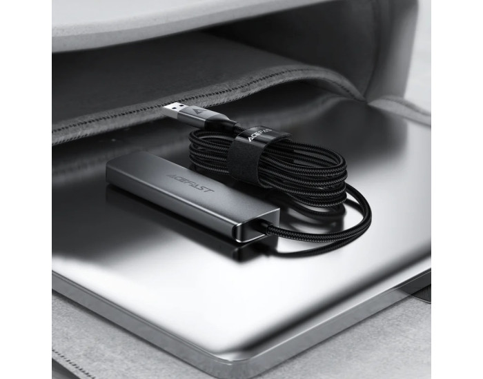 Переходник USB HUB Acefast J17 USB-A 4-in-1, серый металлик