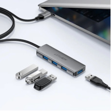 Перехідник USB HUB Acefast J17 USB-A 4-in-1, Сірий металік
