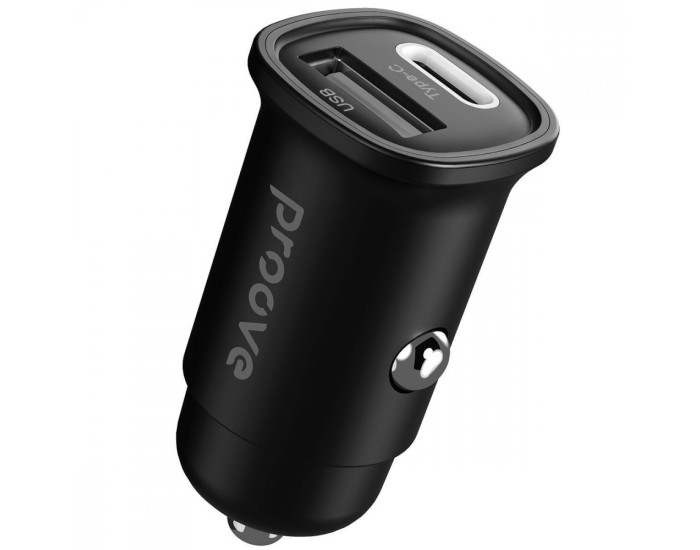 Автомобильное зарядное устройство Proove Flash 30W (Type-C + USB) с кабелем Type-C to Type-C, черный