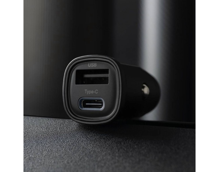Автомобильное зарядное устройство Proove Flash 30W (Type-C + USB) с кабелем Type-C to Type-C, черный